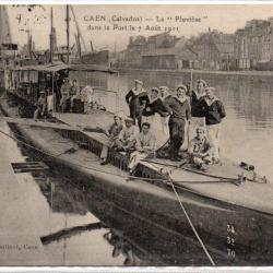 CPA -MARINE DE GUERRE - CANE , Calvados - Le " Pluviôse " dans le Port le 7 Aout 1911  N°1459