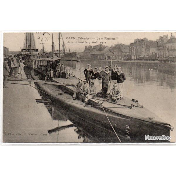 CPA -MARINE DE GUERRE - CANE , Calvados - Le " Pluvise " dans le Port le 7 Aout 1911  N1459