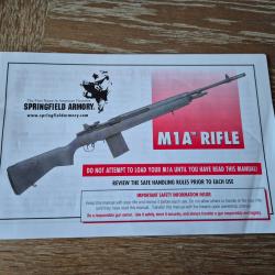 livre 38 pages, manuel d'utilisation, livret de manipulation du fusil M14 springfield armory