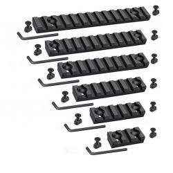 Ensemble de 6 Rails picatinny en aluminium anodisé avec attache M-lok