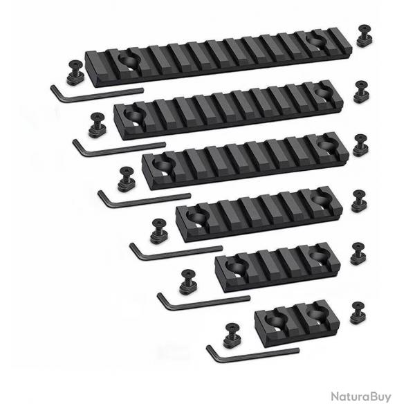 Ensemble de 6 Rails picatinny en aluminium anodis avec attache M-lok
