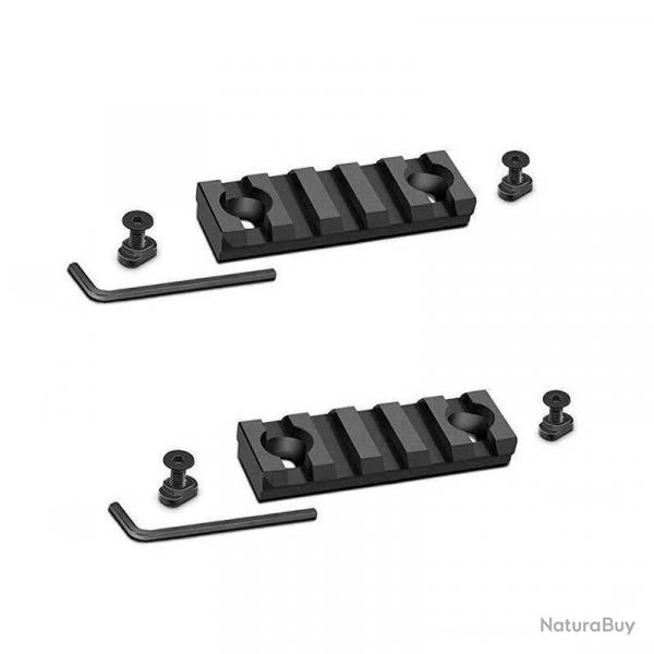 Lot de 2 rails en aluminium anodis pour montage M-lok 5 fentes