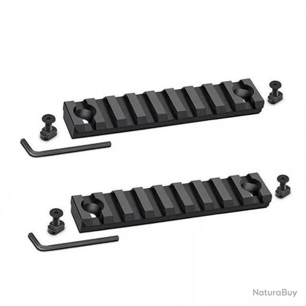 Lot de 2 rails en aluminium anodis pour montage M-lok 9 fentes
