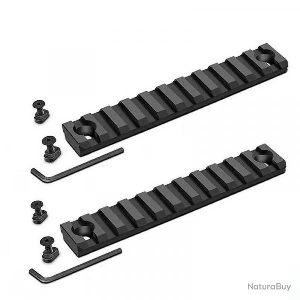 Lot de 2 rails en aluminium anodis pour montage M-lok 11 fentes