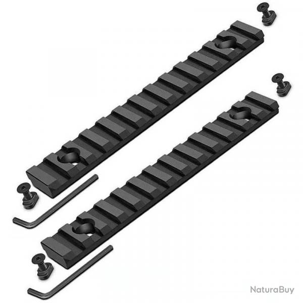 Lot de 2 rails en aluminium anodis pour montage M-lok 13 fentes
