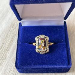 Bague en or 18 carats email de limoges