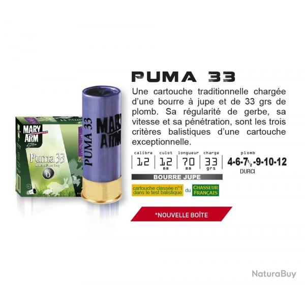 Cartouches Puma 33 Cal.12/70 33grs - MARY ARM 7.5