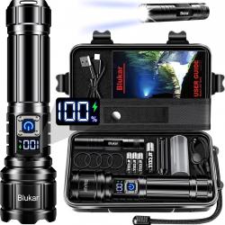 Lampe Torche LED Ultra Puissante 500000 Lumens - Rechargeable - Zoomable 5 Modes -  IP67