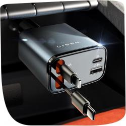 4 en 1 Rétractable Chargeur Voiture USB C 69W, Adaptateur Allume