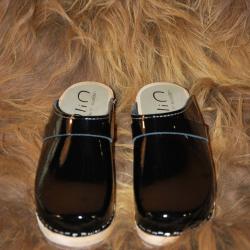 Sabot femme et homme suédois bois et cuir vernis 34 cuir vernis noir