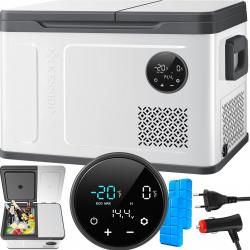 Glacière à compresseur 2en1 double zone de réfrigération & de congélation LED 12/24 V 230V