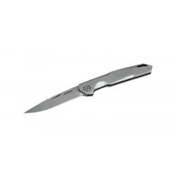 Boker Couteau Shiny EDC - Lame 60mm - Manche Acier - Anneau pour dragonne