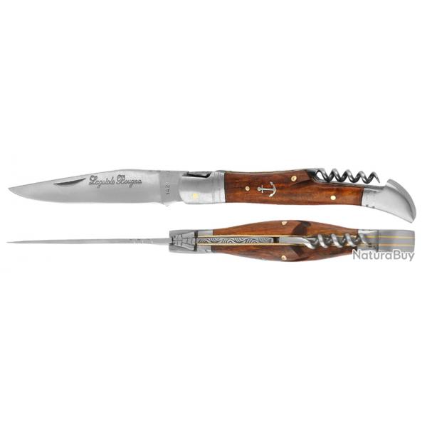 Laguiole Bougna Couteau 12 cm Tire Bouchon noyer ancre marine