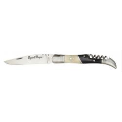 Laguiole Bougna Couteau 12 cm Tire Bouchon corne noir/os