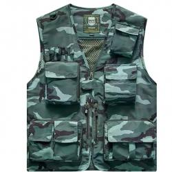 Gilet de pêche léger multi-poches - camping, randonnée, outdoor Camo