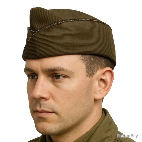 Calot Officier US Garrison Cap Chocolat - Reproduction WW2 60