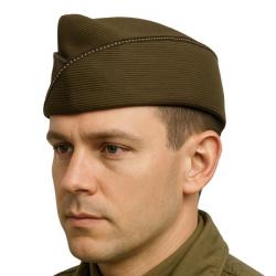 Calot Officier US Garrison Cap Chocolat - Reproduction WW2 58