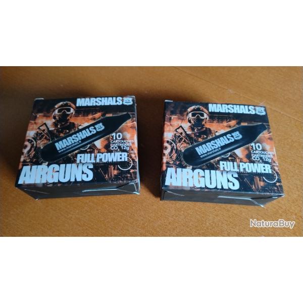 Pack de 20 cartouches CO2 12g (2 boites de 10) Marshals Full Power Black
