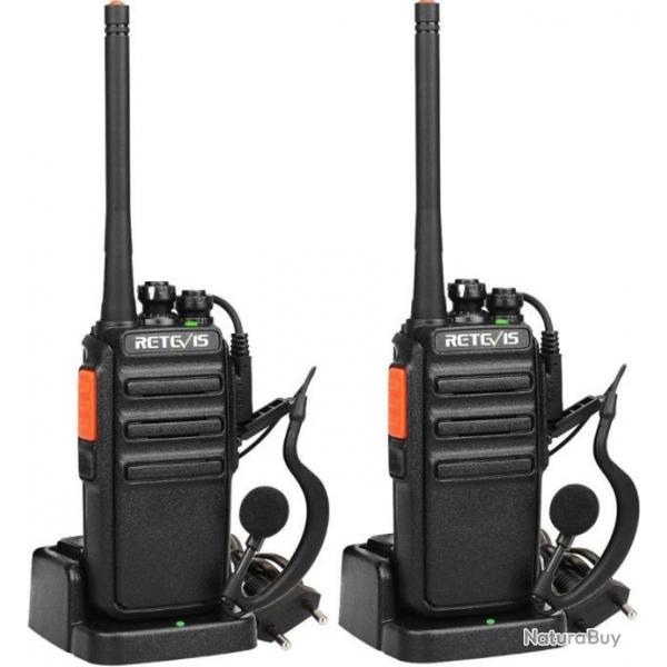 Talkie Walkie Longue Porte sans Licence PMR446 Radio 16 Canaux Rechargeable avec Adaptateur