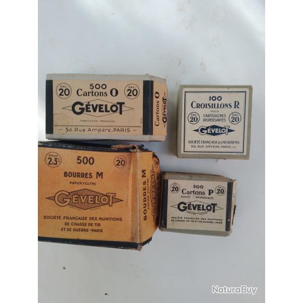 lot gevelot pour cal 20 cartons bourres croisillons