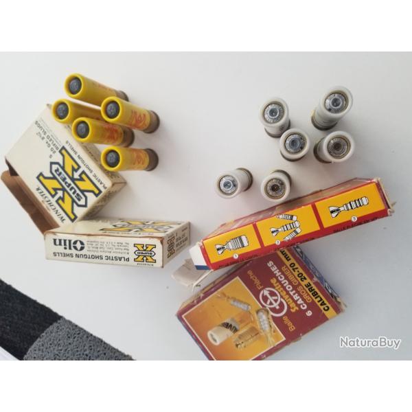 4 boites balles calibre 20 sauvestre et winchester slug super x.