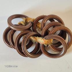 Lot de 10 anneaux bois massif avec liseré ancien pour rideaux