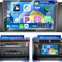 Autoradio 4G+64G Android 15 pour BMW Série 5 (X5 / E39 / M5 / E53) 1996-2003 avec écran Tactile de 9