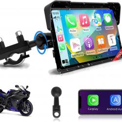 CarPlay Moto Portable 7" Android Auto Moto,GPS Moto IP67 Étanche Tactile Écran,Double Bluetooth Siri