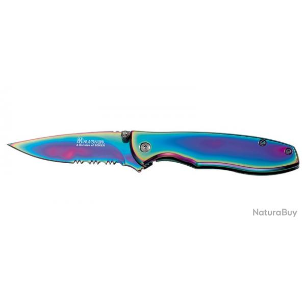Boker Couteau Rainbow II - Lame 72mm - Manche Acier - Clip