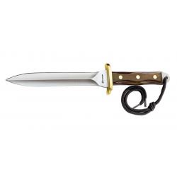 Boker Couteau Combat Dagger - Lame 180mm - Manche Bois - Etui Cuir