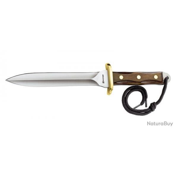 Boker Couteau Combat Dagger - Lame 180mm - Manche Bois - Etui Cuir