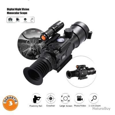 Monoculaire Vision Nocturne Numérique NK007Plus - HD 1080P, Zoom 4x, Portée 400m, Avec Projecteur IR 850nm - Pour Chasse Et Observation