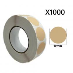 1000 pastilles autocollantes Beiges 19 mm pour cible