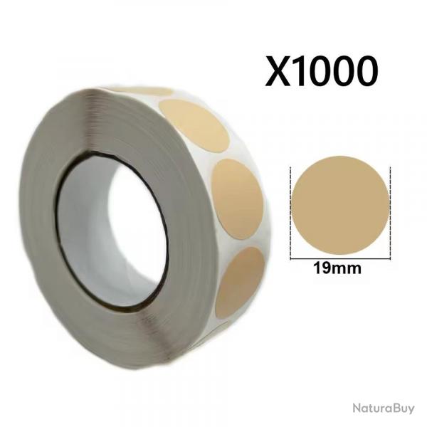 1000 pastilles autocollantes Beiges 19 mm pour cible