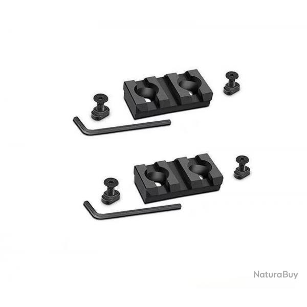 Lot de 2 rails en aluminium anodis pour montage M-lok - Tailles aux choix de 3  13 fentes 3 Fentes