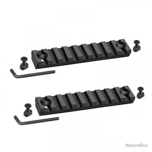 Lot de 2 rails en aluminium anodis pour montage M-lok - Tailles aux choix de 3  13 fentes 9 Fentes