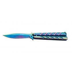 Boker Couteau Titane Balisong Rainbow - Lame 102mm - Manche Acier
