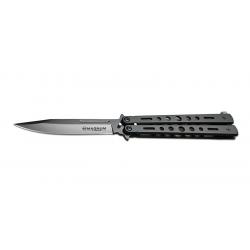 Couteau Boker Balisong All Black - Lame 95mm - Manche Acier