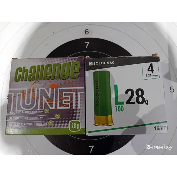 50 Cartouches soit deux botes calibre 16(Tunet Challenge et Decathlon L28)Plombs Nr.7 et 4 VOIR PH