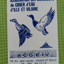 Ancien Autocollant association de chasse , gibier d'eau , mont saint michel , acgeiv