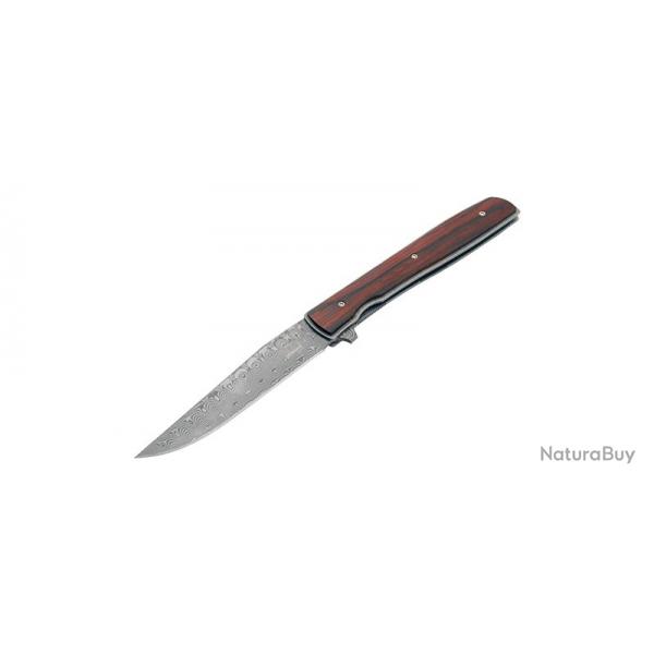 Boker Couteau Urban Trapper Cocobolo Damascus - Lame 88mm - Manche Cocobolo - Clip