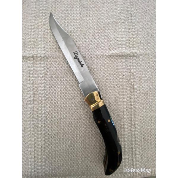 Couteau de chasse Laguiole  la d'Estaing - Manche corne de buffle + tui cuir