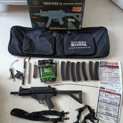Réplique airsoft :GSG 522 + 7 chargeurs, 2 batteries,  1 housse transport, sachet billes bio entamé