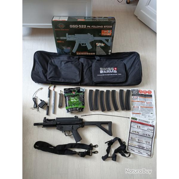 Rplique airsoft :GSG 522 + 7 chargeurs, 2 batteries,  1 housse transport, sachet billes bio entam