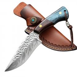 Couteau de Chasse Forgé Style Japonais - Acier Inox 5Cr15 - Avec Étui en Stock France