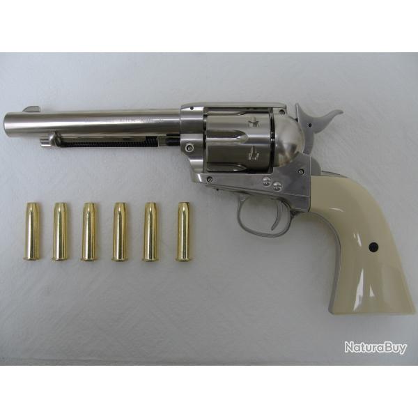 Revolver Colt SAA 45 Peacemaker 5"5 nickel CO2 calibre 4,5 mm billes d'acier Umarex "NEUF"