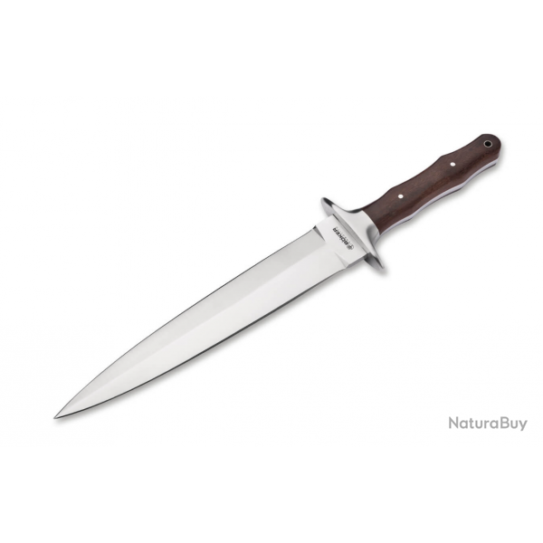 Bker Arbolito Colmillo GX - Couteau  Lame Fixe Spearpoint en Acier ACX 390, Manche en Bois de Guay