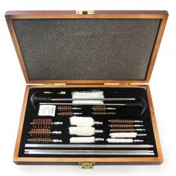 Kit universel de nettoyage pour armes fusils, pistolets et fusils de chasse - avec coffre en bois