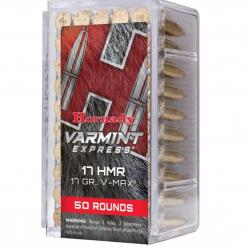 Cartouches HORNADY varmint express V-MAX - cal:17HMR - 17 grains - par 50