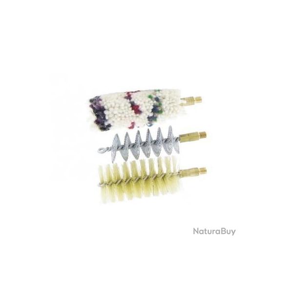 3 couvillons de nettoyage Nylon, Spriale acier et Coton .12